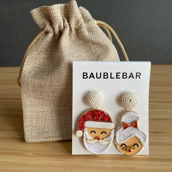 BaubleBar Jewelry - NWT BaubleBar Santa and Mrs Claus Christmas Holiday Drop Earrings